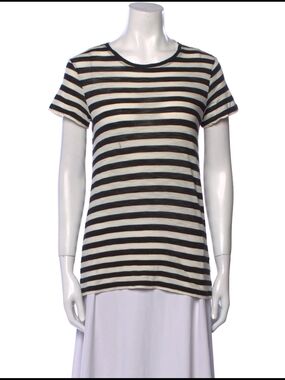 Proenza Schouler Black & Cream Striped Short-Sleeve Tee Open Back XS